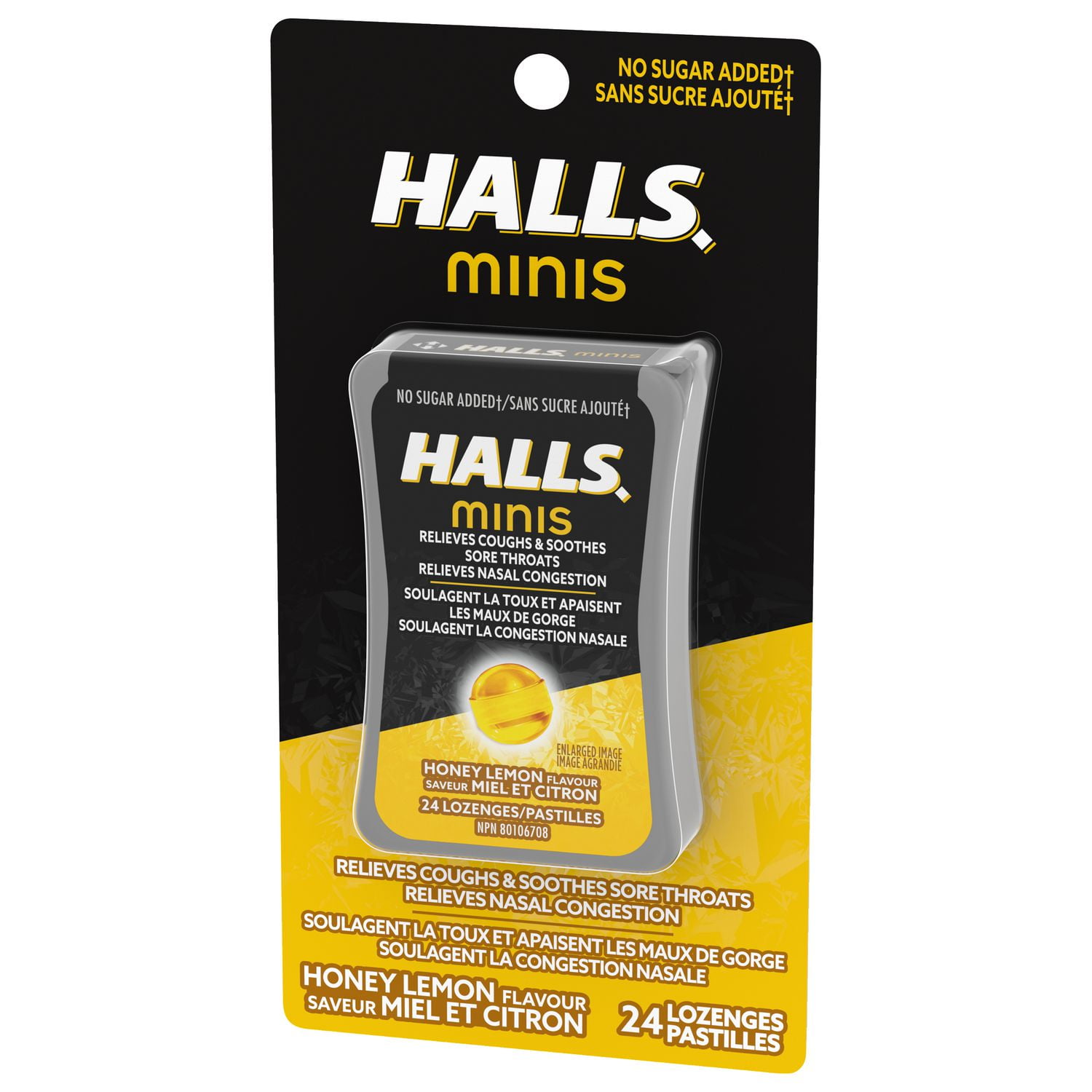 Halls mini, sans sucre ajouté, pastilles à saveur de miel et citron, mentho-lyptus 24 Pastilles