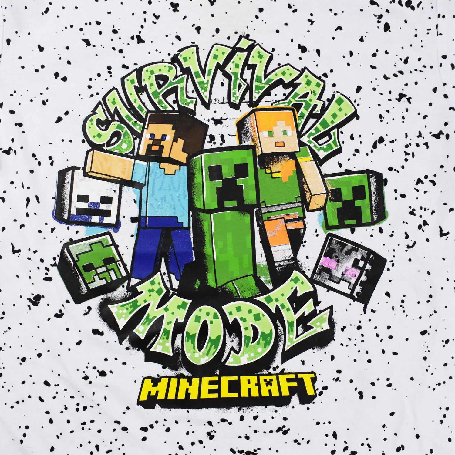 Boys Minecraft Graffiti Survival Short Sleeve T-Shirt