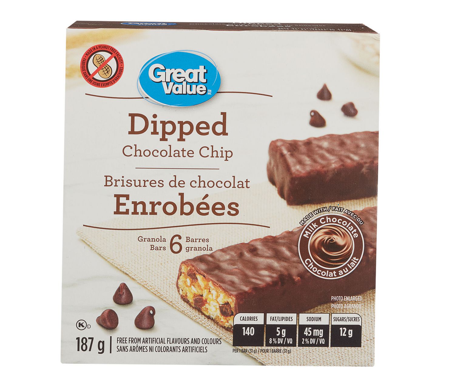 Great Value Dipped Chocolate Chip Granola Bars Walmart Canada