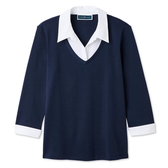 Karen Scott Women's Collared V-Neck Top