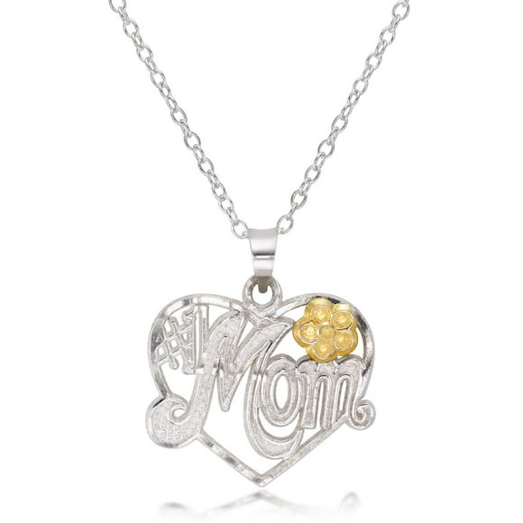 Collier en argent sterling "Mom" Quintessential avec fleur jaune