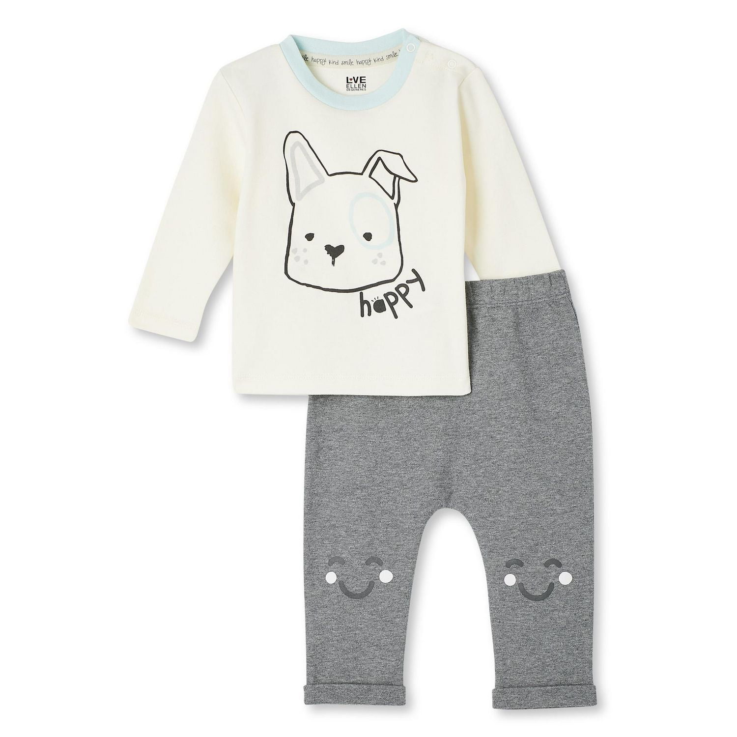 Ensemble 2 pièces avec pantalon et t-shirt à manches longues LOVE Ellen DeGeneres unisexe pour nourrissons