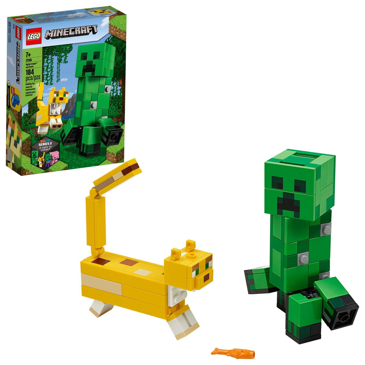 LEGO Minecraft Creeper BigFig with Ocelot 21156 Toy Building Kit (184 ...