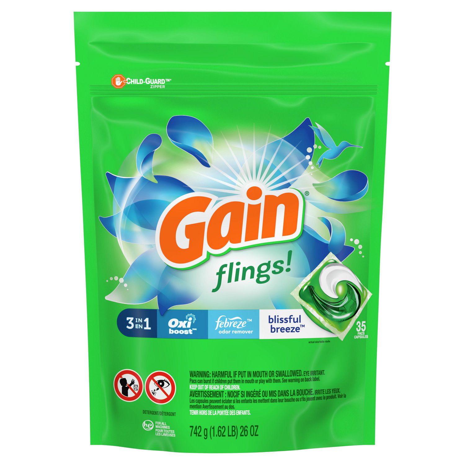 Gain Flings Liquid Laundry Detergent, Blissful Breeze ...