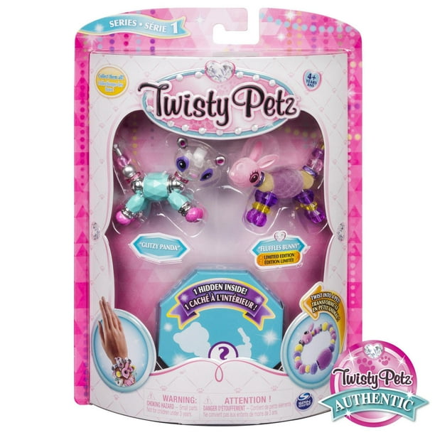 Twisty Petz – Pack de 3 – Bijoux pour enfants à collectionner Glitzy Panda, Fluffles Bunny et animal surprise
