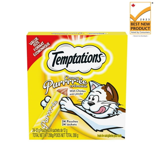 Temptations Creamy Puree Chicken Lickable Adult Cat Treats, 24x12g ...