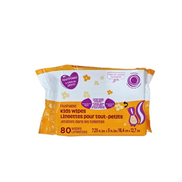 Parents Choice Flushable Kids Wipes, 160ct wipes