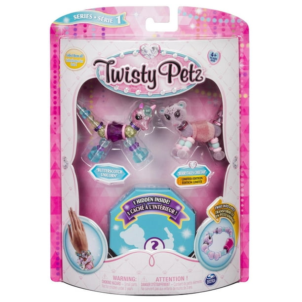 Twisty Petz – Pack de 3 – Bijoux pour enfants à collectionner Butterscotch Unicorn, Berry Tales Cheetah et animal surprise