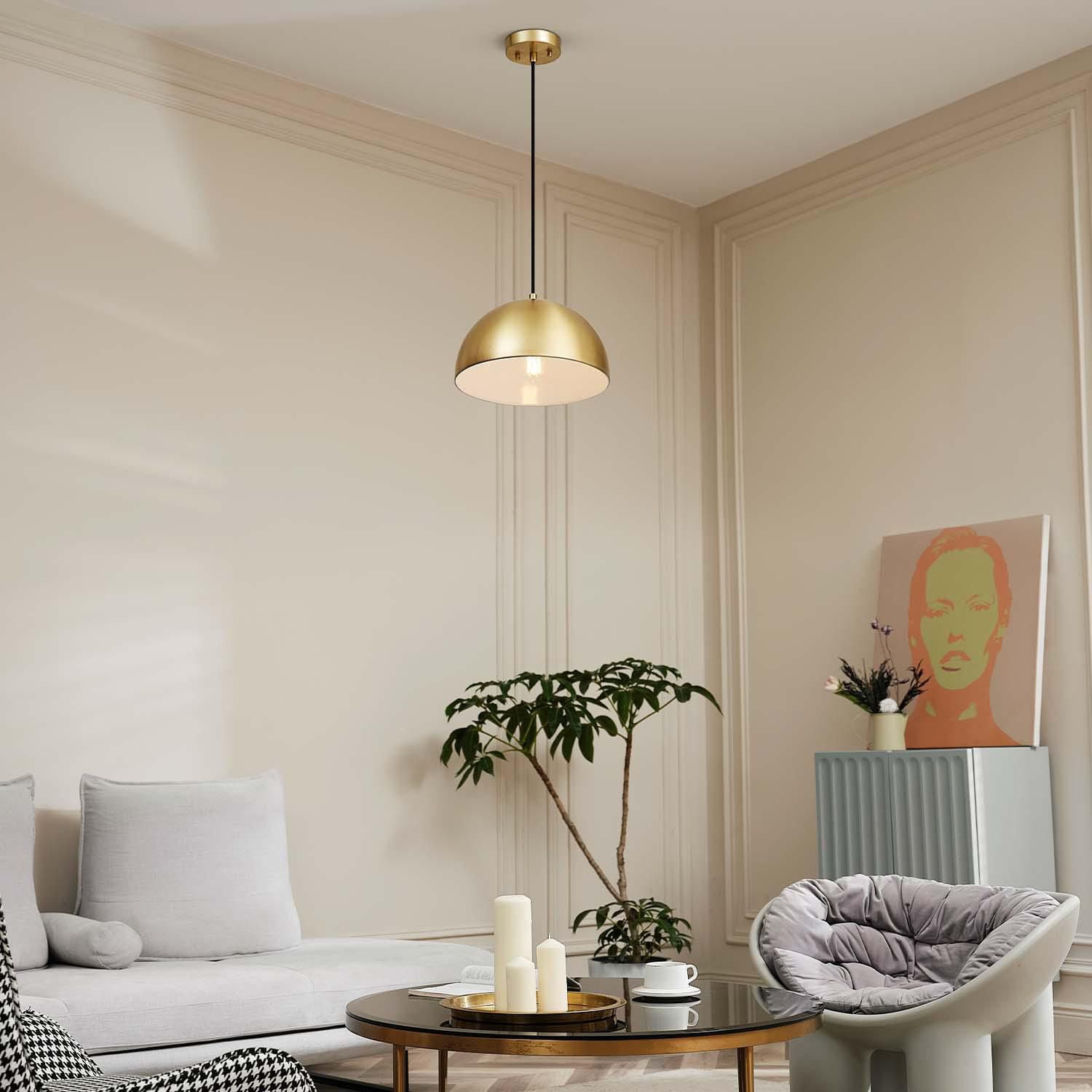 Novogratz x Globe Hazel 1-Light Pendant Lighting, Matte Brass 