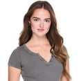 thumbnail image 4 of No Boundaries Women's Short-Sleeve Henley Dress, 4 of 6