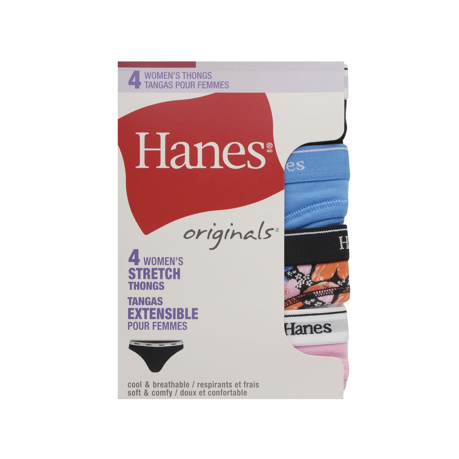 Hanes Originals Women's Stretch Thongs, pack of 4 