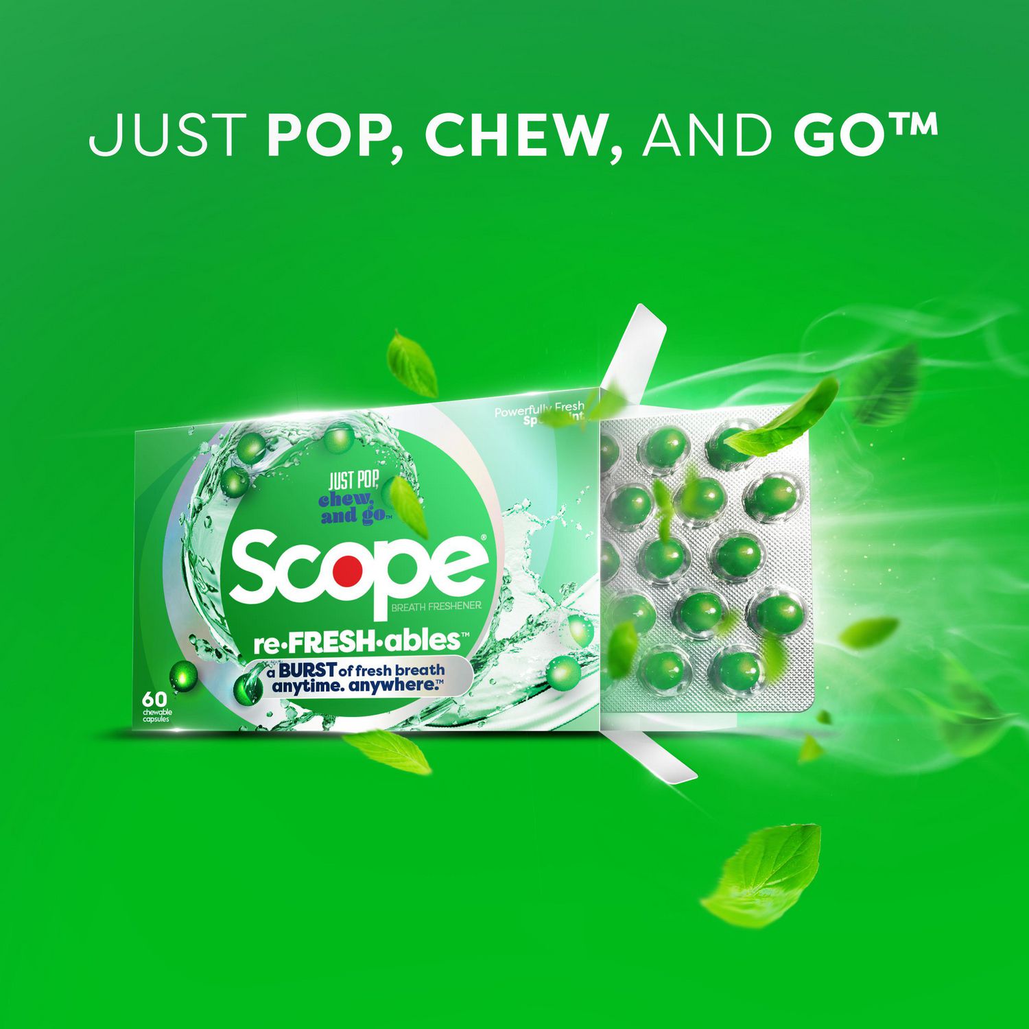 Scope Refreshables, Chewable Capsules to Freshen Breath, Spearmint 
