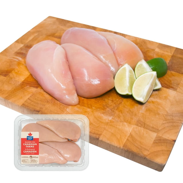 Poitrines de poulet désossées sans peau Maple Leaf, 3 - 5 mrcx, 0.71 - 0.95 KG