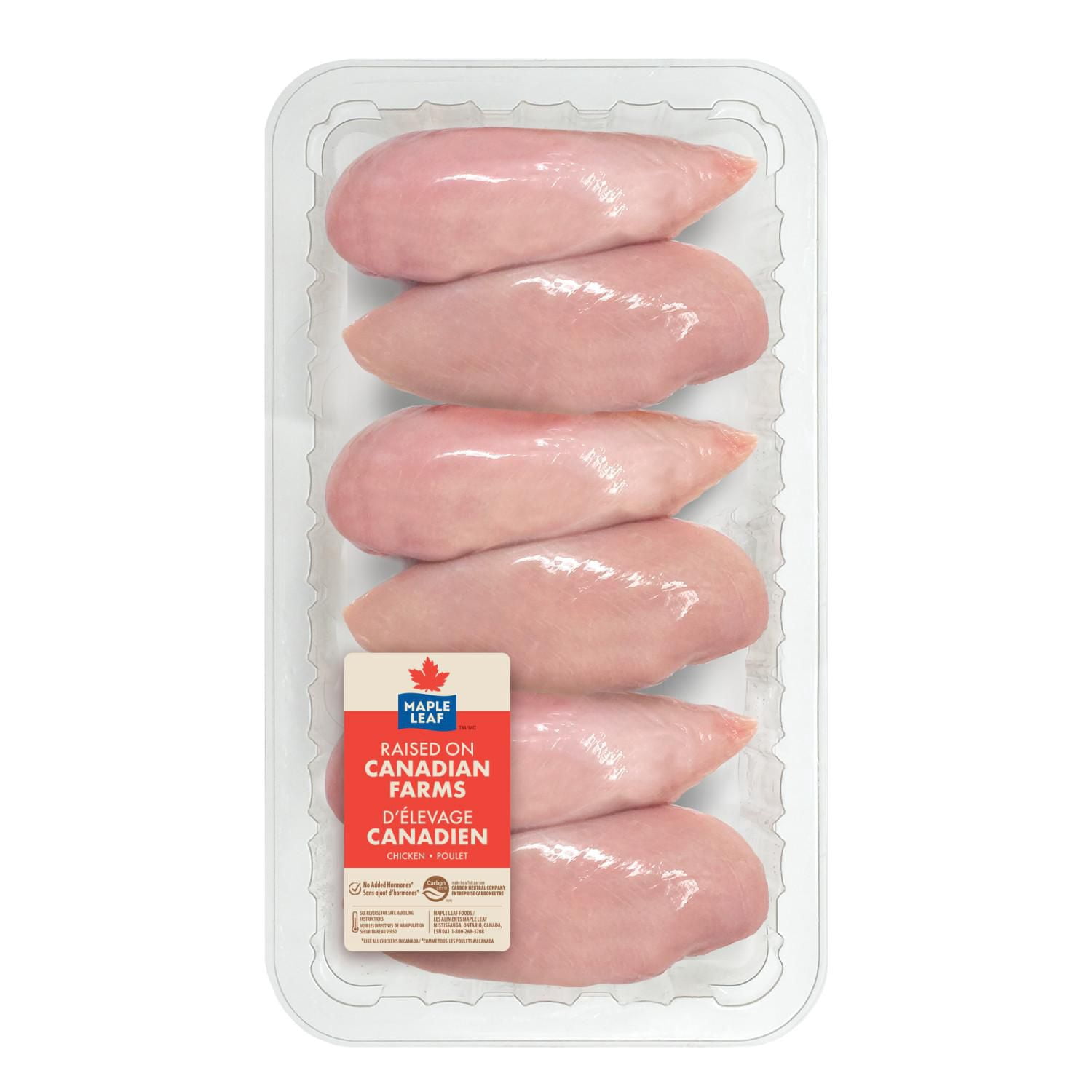 Poitrines de poulet désossées sans peau Maple Leaf, 5-7 mrcx, 1.23 - 1.99 KG