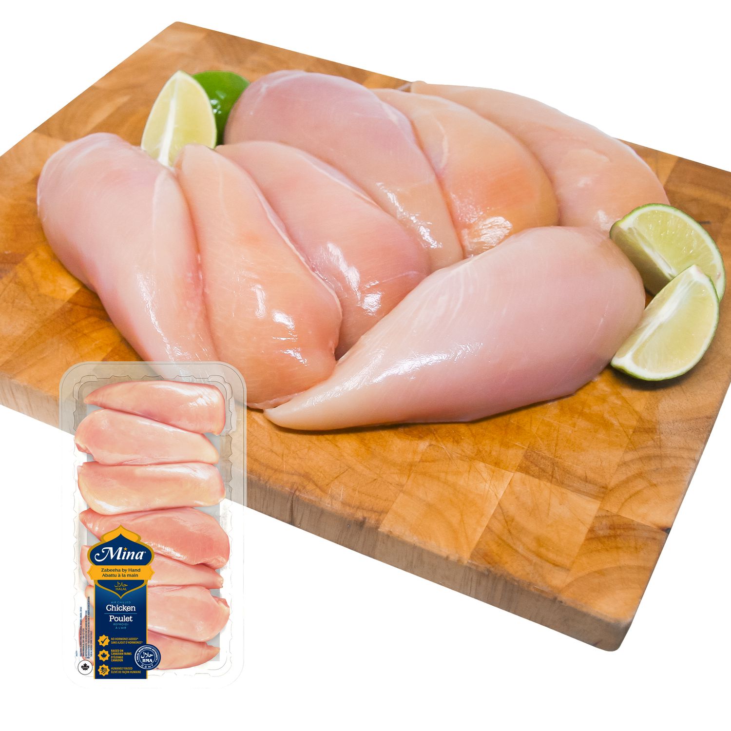 Mina Halal Boneless Skinless Chicken Breasts, 6-7 pc, 1.23 - 1.60 KG