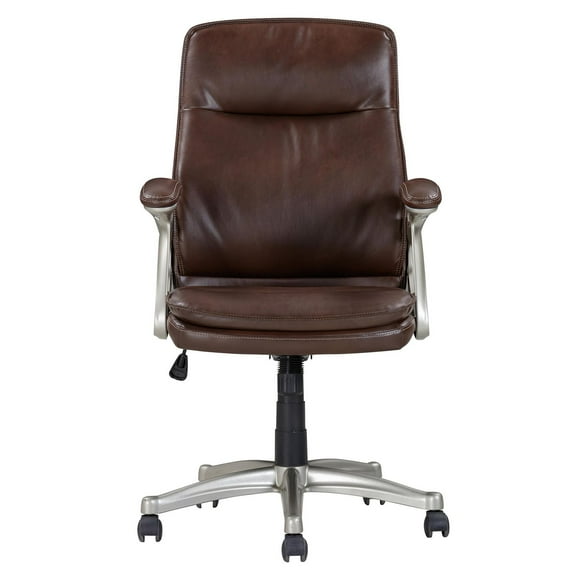 Sealy® Windsor Chaise de bureau pivotante mi-hauteur en similicuir brun