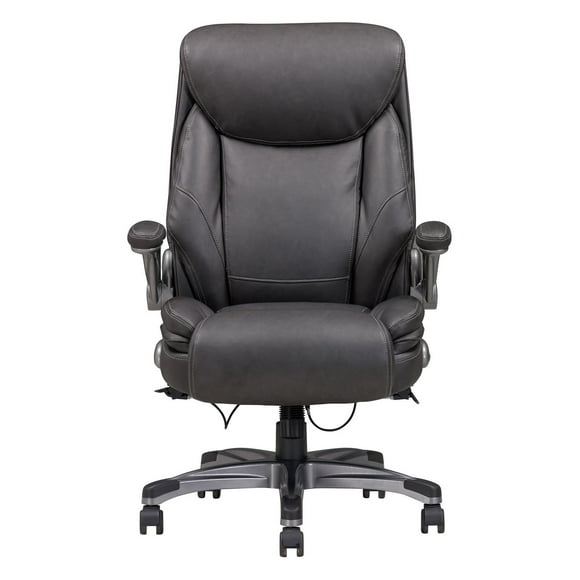 Chaise de bureau exécutive Sealy® Fitzroy en similicuir noir faux.