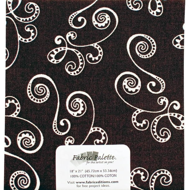 Tissu pré coupé Fat Quarter de Fabric Creations à imprimé de paisly blanc sur brun