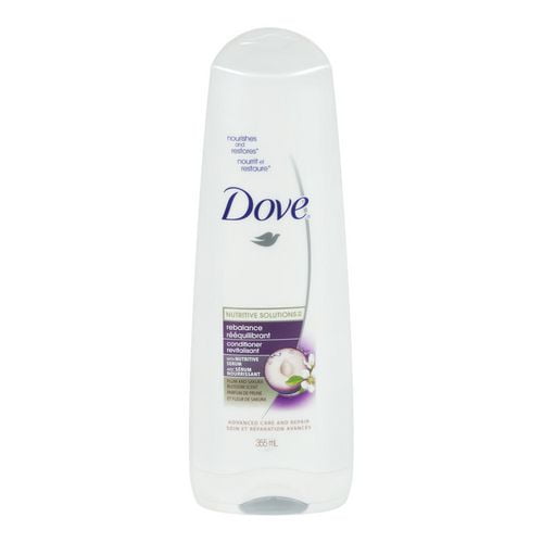 Dove® Nutritive Solutions Après-shampoing rééquilibrant, sérum nurtitif, arôme de prune et sakura,