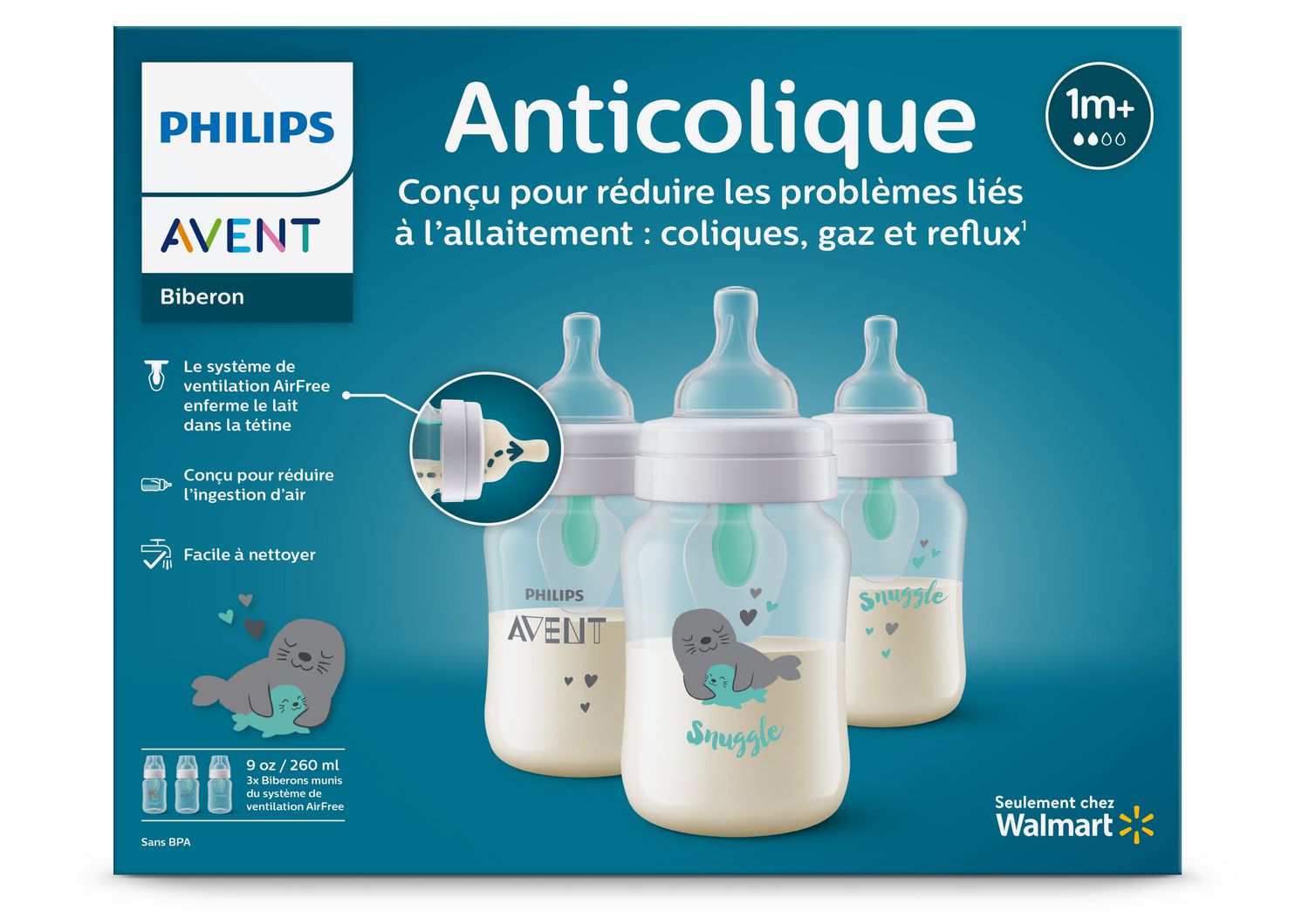 Philips Avent Natural Response AirFree Vent Baby Bottle 1m+ Elephant 260ml  (9 oz)
