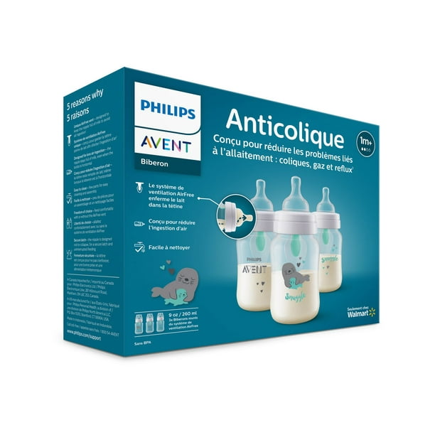 Philips Avent Natural Baby Bottle With Natural Response Nipple, Clear, 9oz,  3 pack, SCY903/03