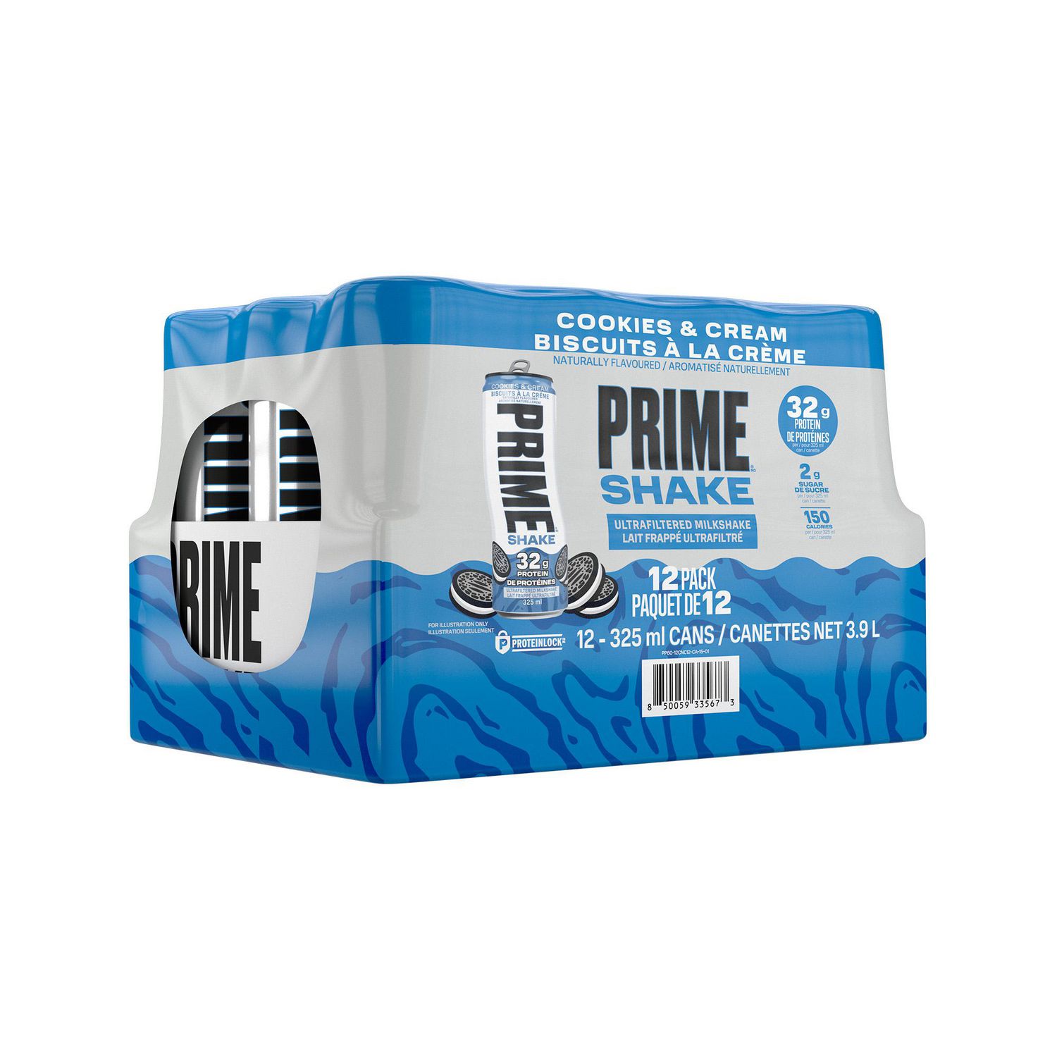 PRIME Ultra-Filtered Milk 32g Protein Shake Cookies & Cream - 12x325ml