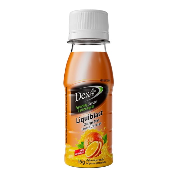 Dex4 Liquiblast – Orange Mist Flavour – 2oz Bottle – Fast-Acting, Pre-Measured Glucose – Fat-Free, Gluten-Free, Caffeine-Free