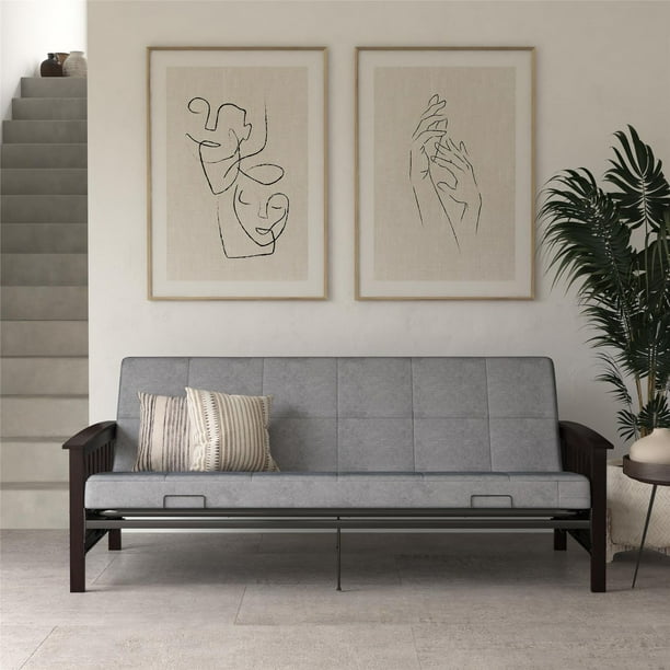 DHP Neo Mission Wood Arm Futon, Espresso with Grey Mattress Walmart.ca