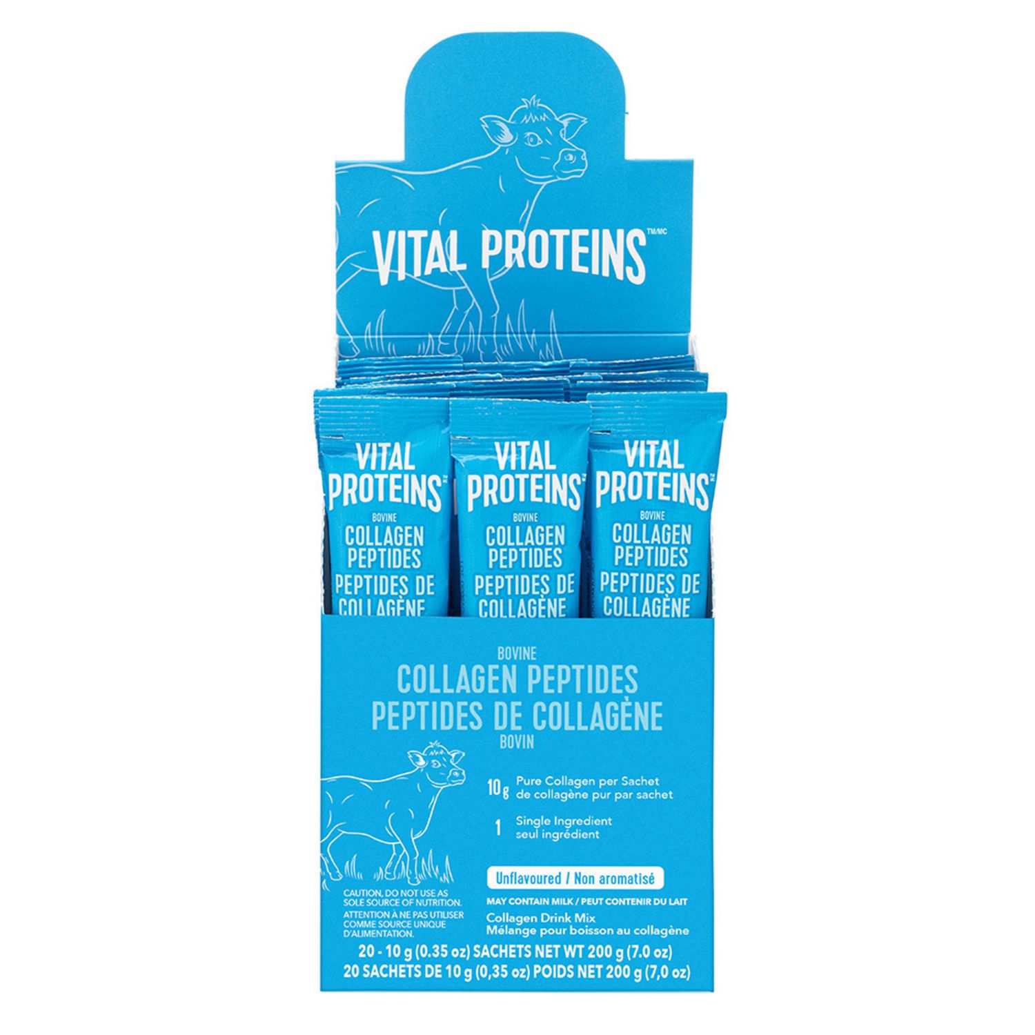 Vital Proteins Bovine Collagen Peptides Powder, Single-Serve Stick Packs, Unflavoured, Odourless, Gluten-Free, No Added Sugar, Paleo-Friendly, Non-Gmo, No Artificial Flavours Or Colours
