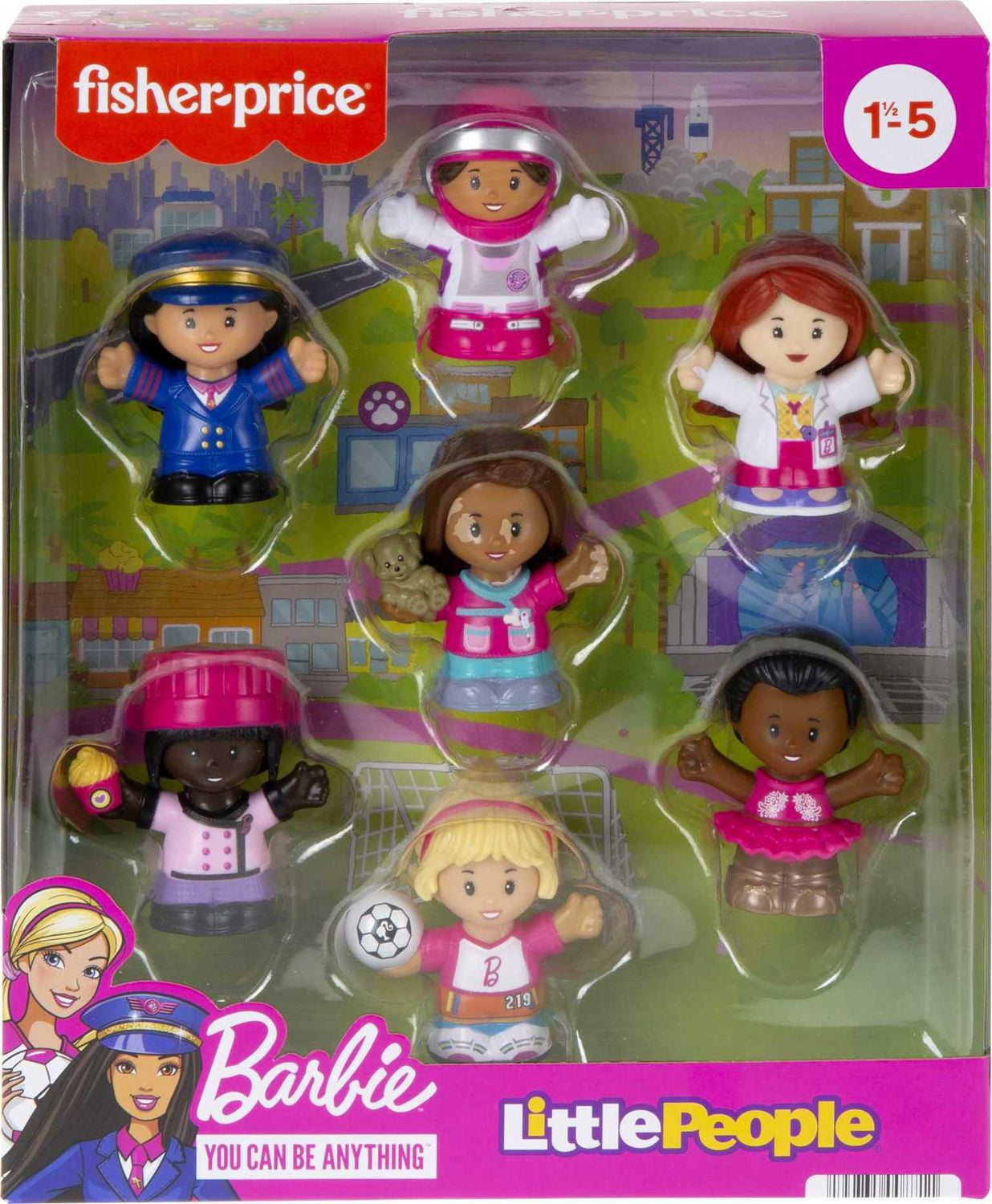 Fisher Price Little People Barbie You Can Be Anything Figure Pack 7 Piece Toddler Toy Ages 1.5 5