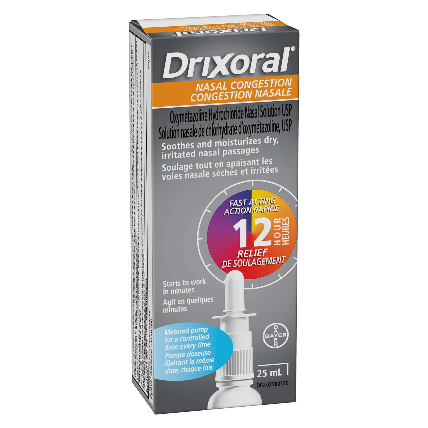 Drixoral Nasal Congestion Spray - Helps Temporarily Relieve Nasal & Sinus Congestion, Soothes and Moisturizes Dry and Irritated Passages, 25ml