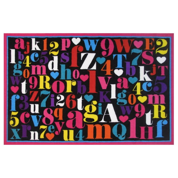 Tapis rectangle amusant pour enfant alphabet multicolore nylon