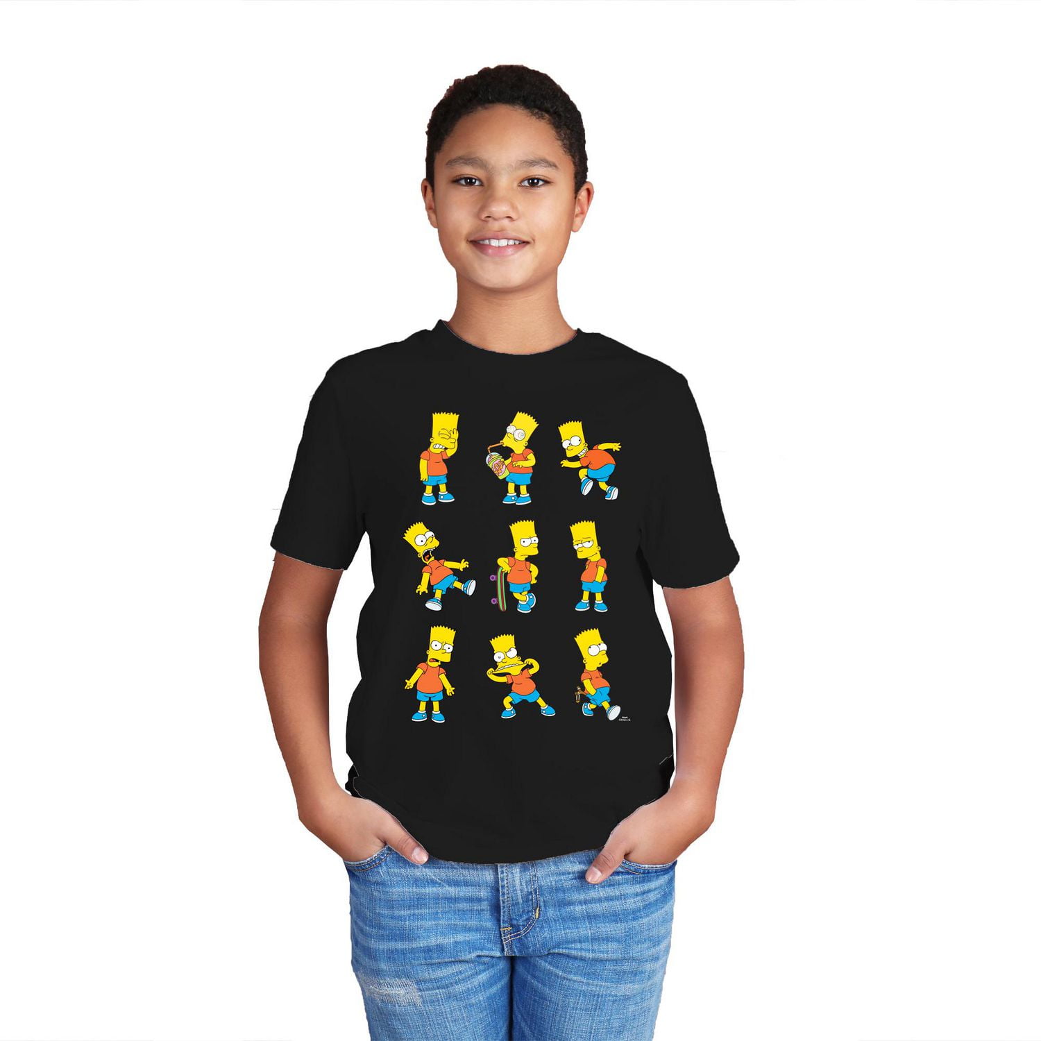 Boys The Simpsons Bart Poses Short Sleeve T-Shirt, Sizes: XS-XL