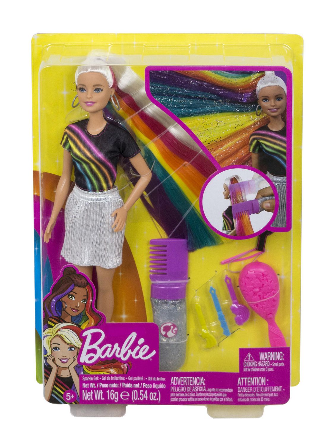 Barbie with rainbow store glitter hair