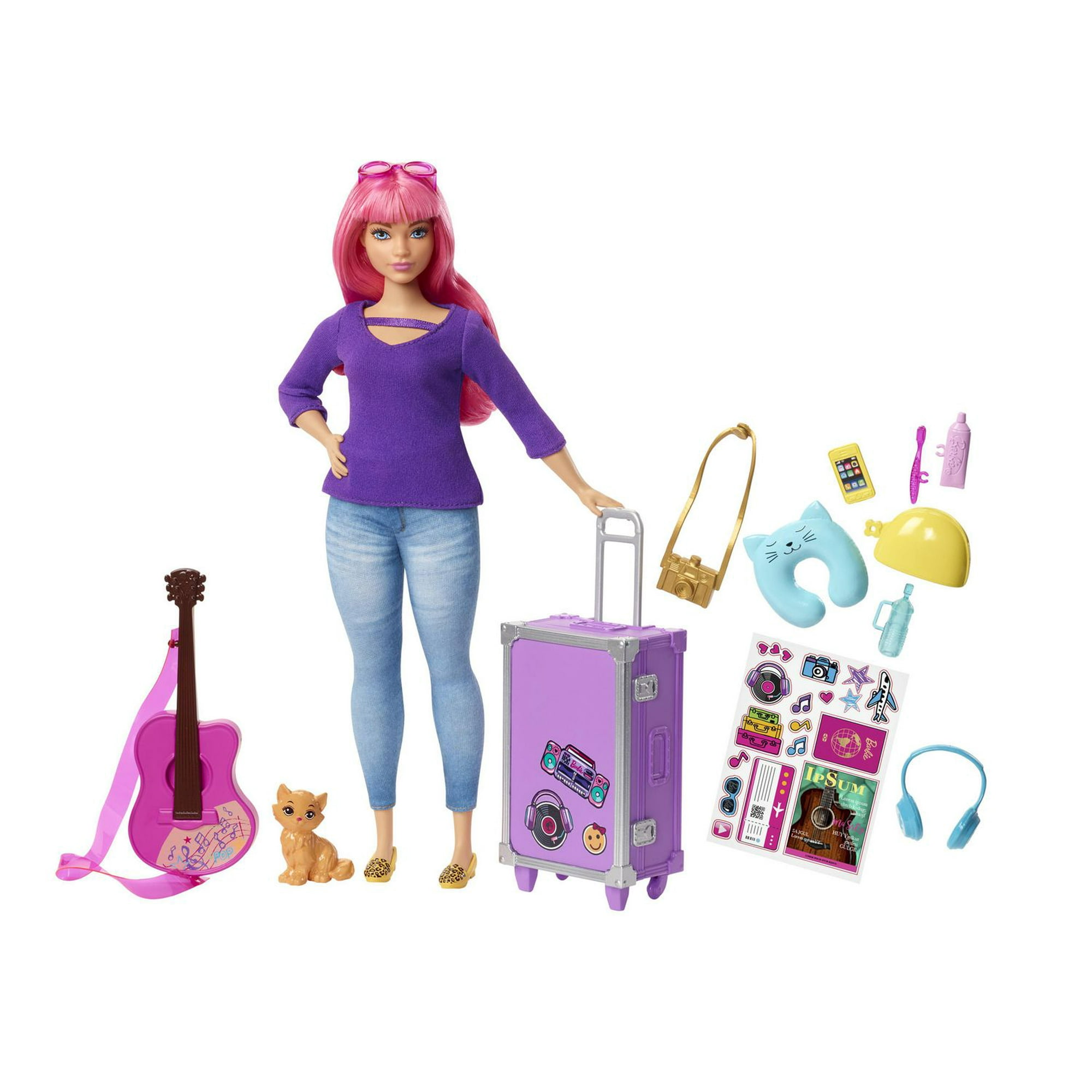 Barbie Daisy Doll with Kitten, Luggage, Guitar & Travel Accessories -  Walmart.com