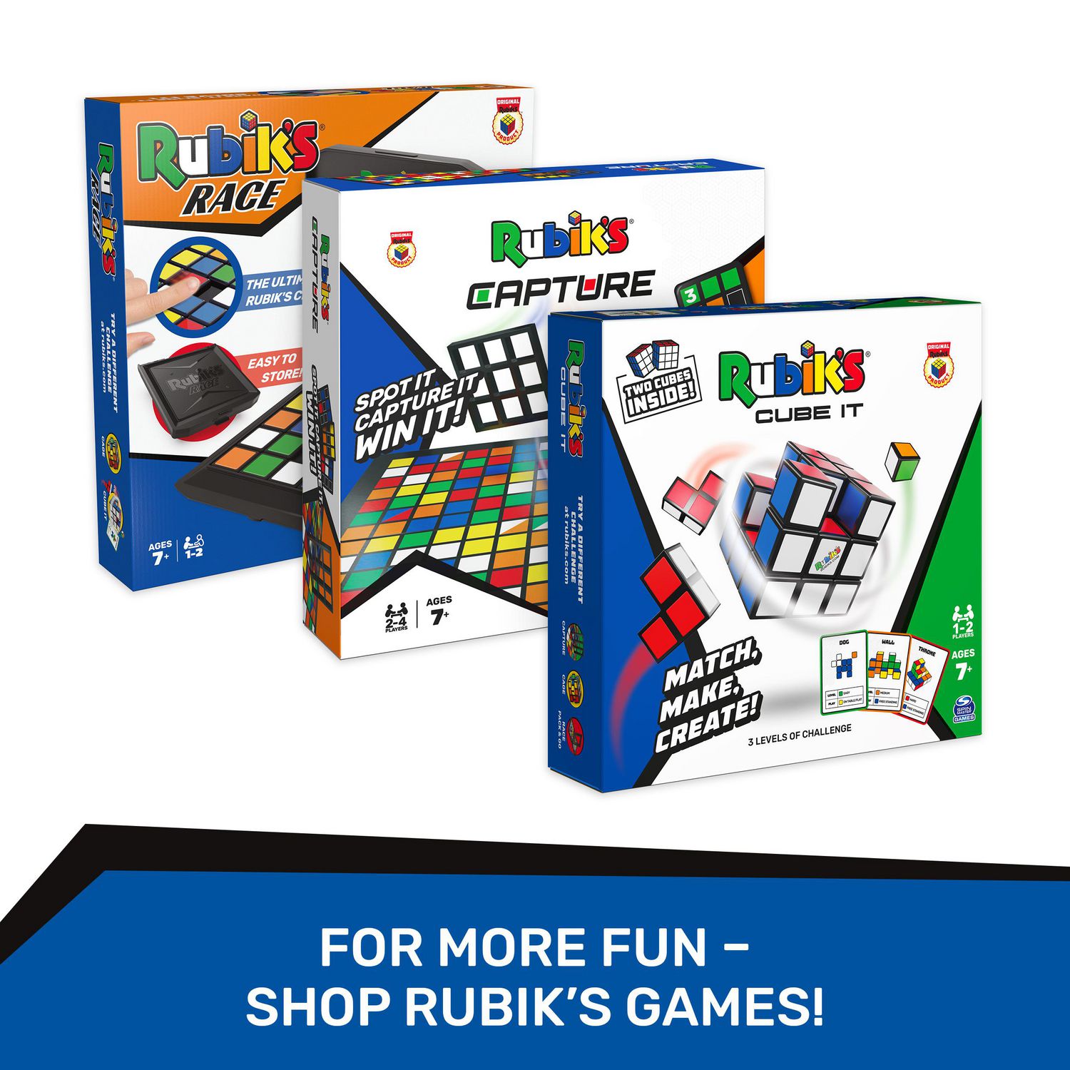 Rubik's, Tiled Trio Bundle 2x2 Mini 3x3 Cube 4x4 Master 3D Puzzle
