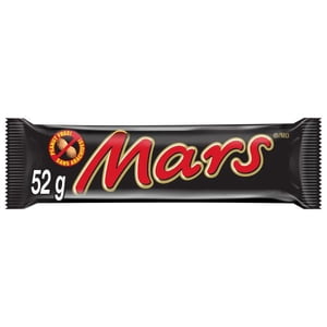 MARS, Barre de chocolat sans arachide, barre pleine taille, 52 g