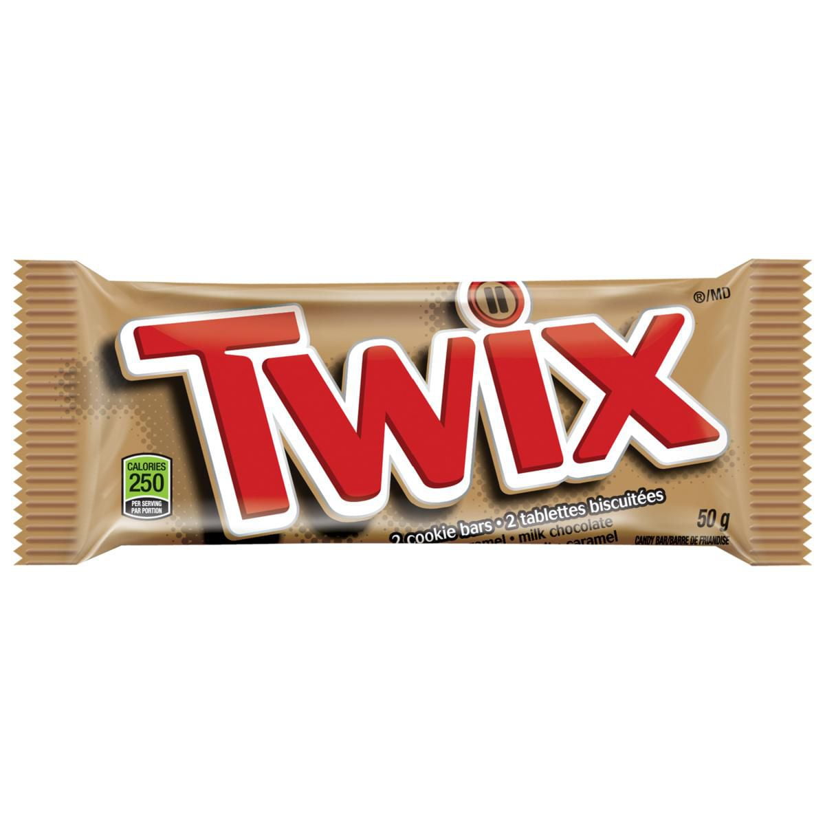 TWIX, Caramel Cookie Chocolate Candy Bar, Full Size Bar, 50g, 1