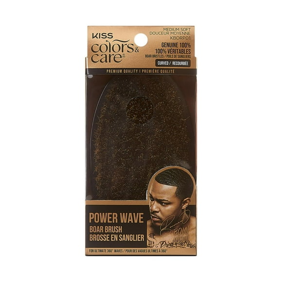 KISS Colors & Care 360° Power Wave Premium Palm Boar Brush, Medium Soft, Medium Soft Boar Brush.