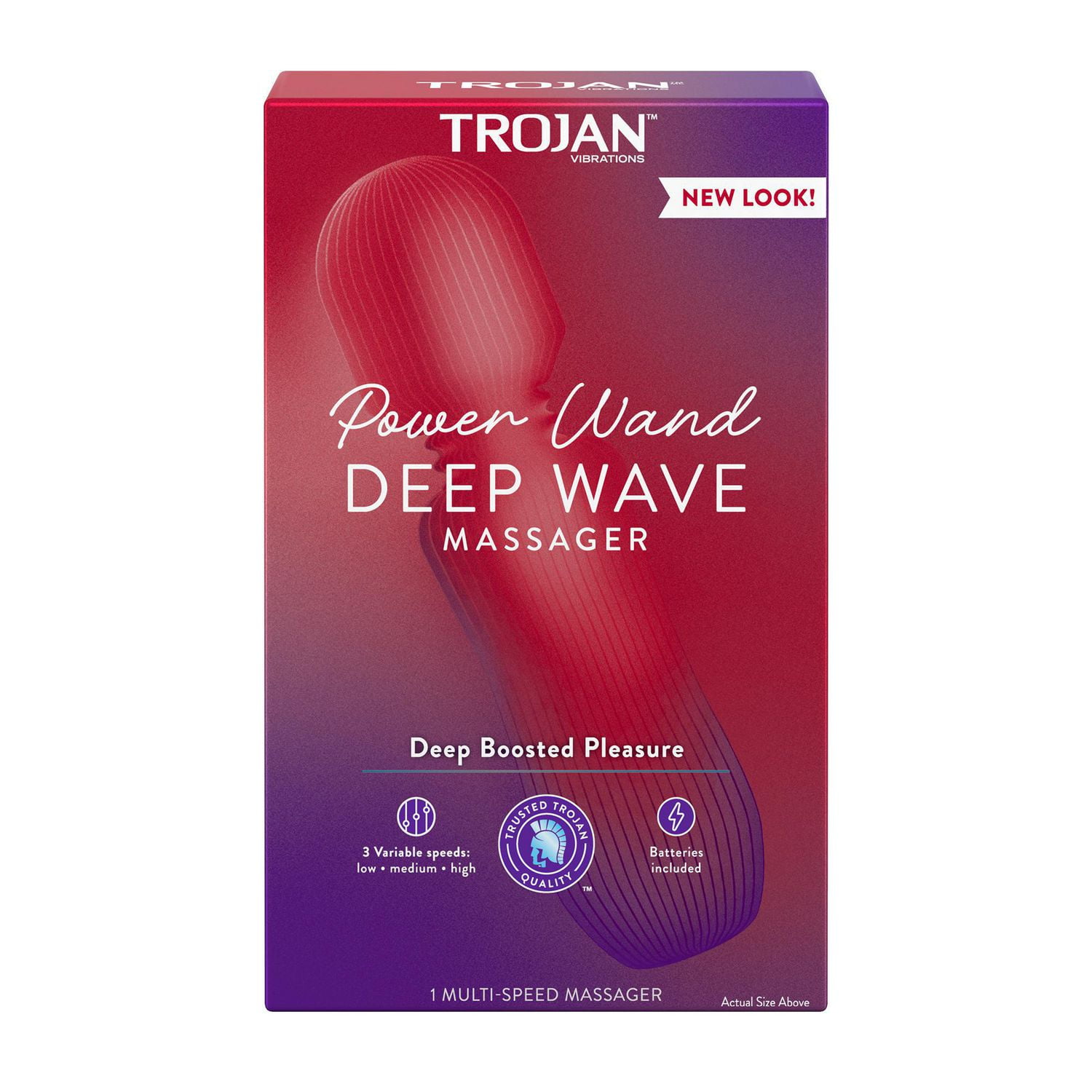 Trojan Vibrations Power Wand Deep Wave Massager, 1 Multi-Speed Massager