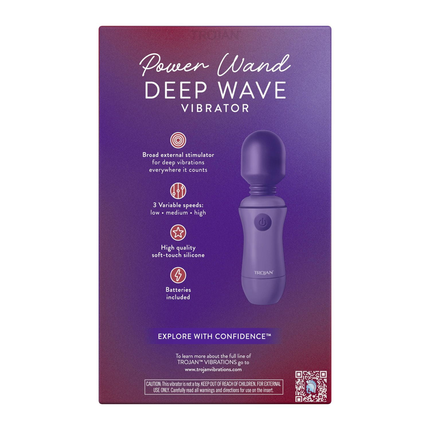 Trojan Vibrations Power Wand Deep Wave Massager, 1 Multi-Speed Massager