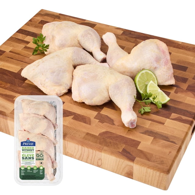 Prime Chicken Leg Quarters Raised Without Antibiotics, 4 pc, 1.06 - 1.68 KG