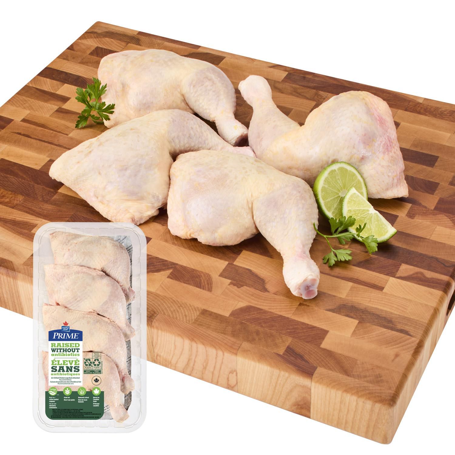 Prime Chicken Leg Quarters Raised Without Antibiotics, 4 pc, 1.06 - 1.36 KG