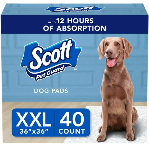 Scott Pet Guard Dog Pads - Dog Training Pee Pads for Large & Extra Large Dogs - Up to 12 Hour Absorbent odour Control - Easily Disposable Dog Pee Pads - Size XXL - 36" x 36" - 40 Pack