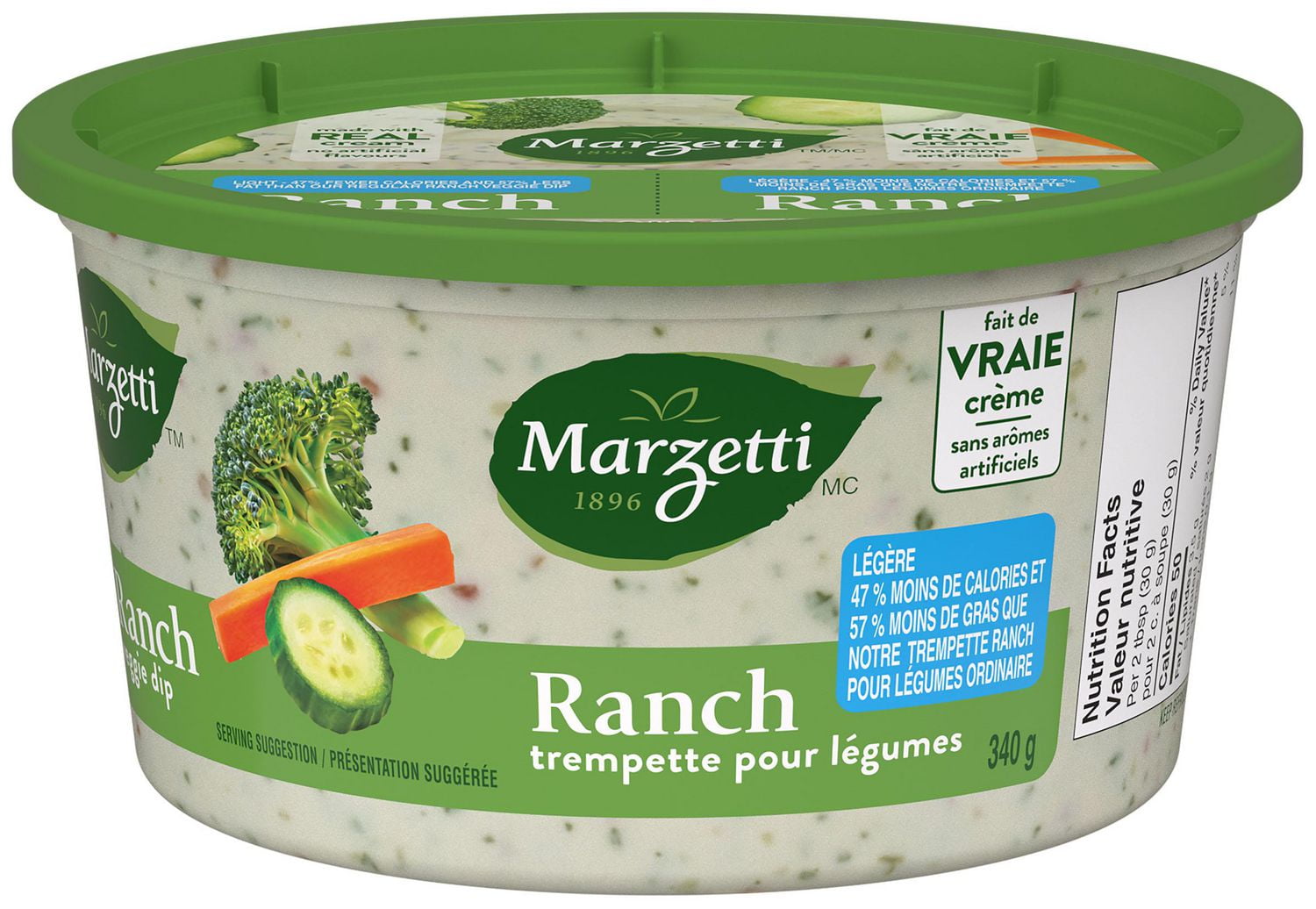 Marzetti Trempette pour Légumes Ranch Légère 340 g