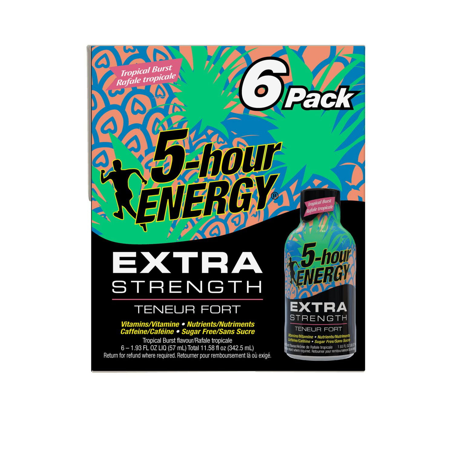 5 Hour Energy Extra Fort Rafale Tropicale 6PK