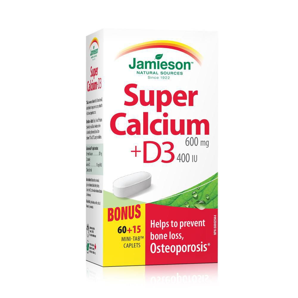 Jamieson Super Calcium 600 mg + Vitamin D3 400 IU Walmart Canada