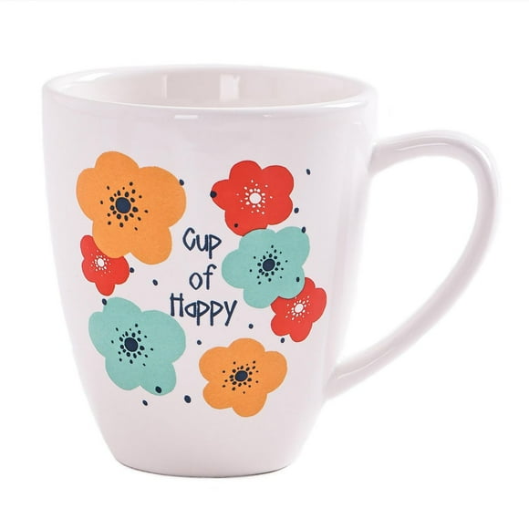 Mainstays White Floral Ceramic Mug, 16.23 oz, 1 piece, 480ml, ceramic