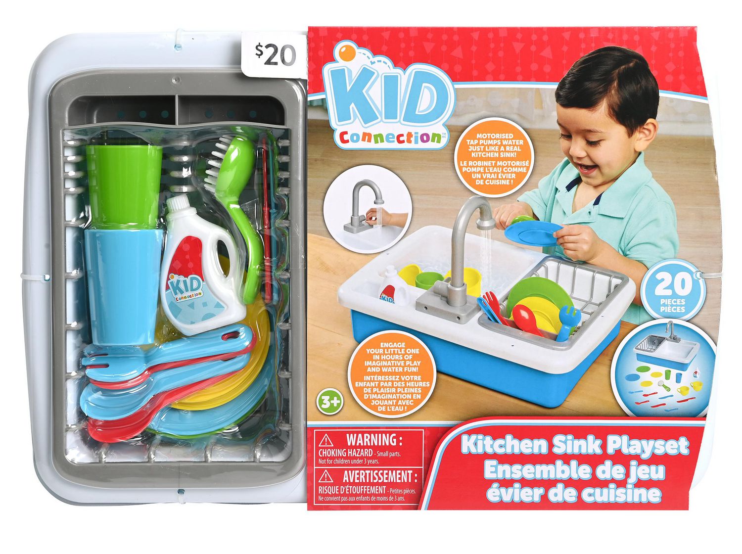 Kids Kitchen Sink laver presse eau robinet de vidange Lave-vaisselle 