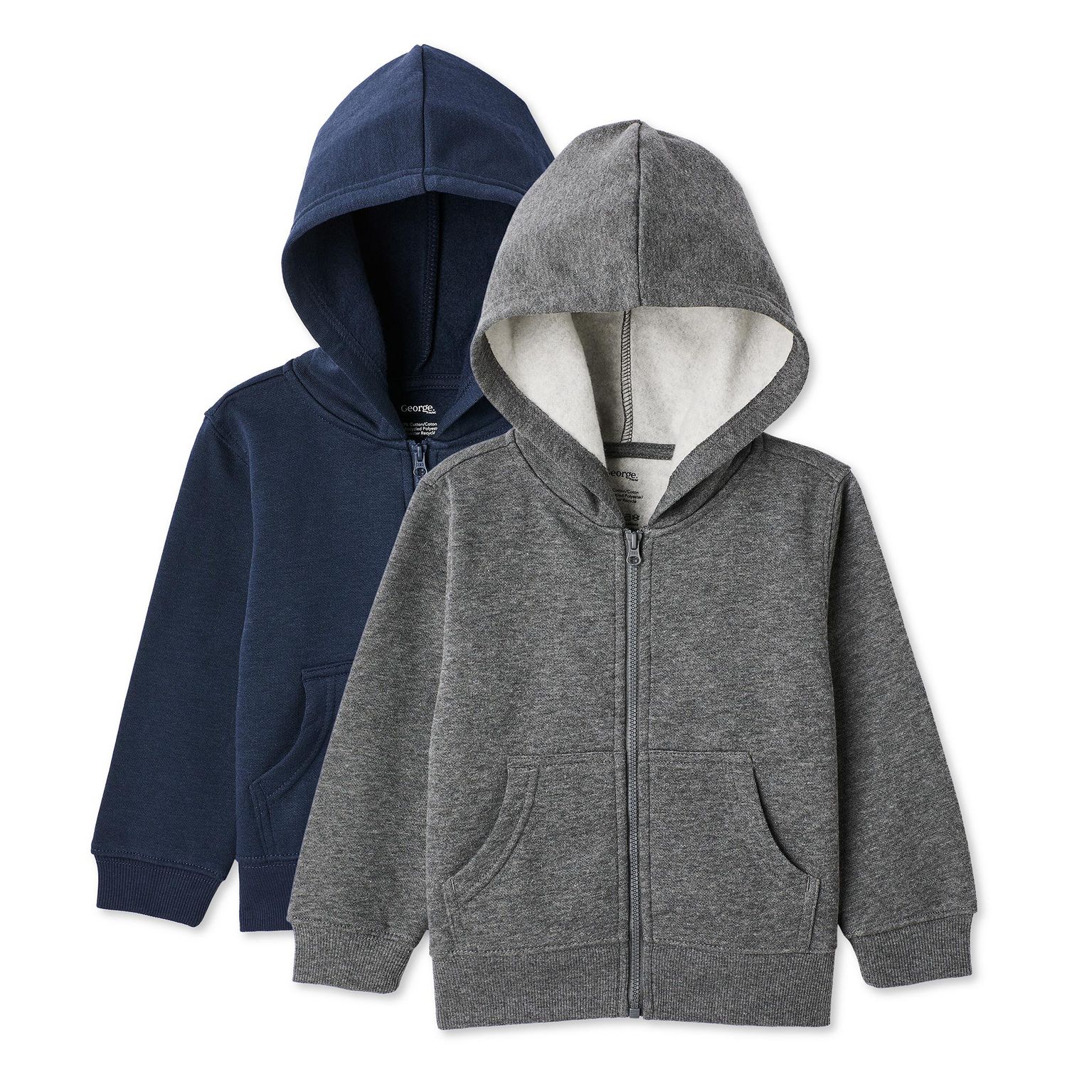 Lot de 2 hauts à capuchon zippé sur la longueur George collection non genrée pour tout petits